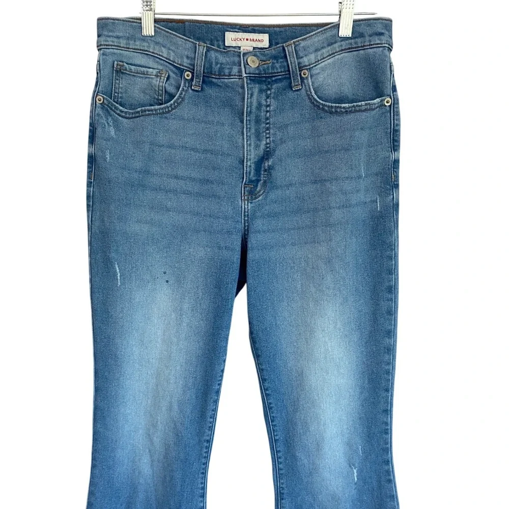 Lucky Brand Stevie High Rise Flare Jeans Womens 12/31R Blue Distressed Denim - Picture 2 of 11